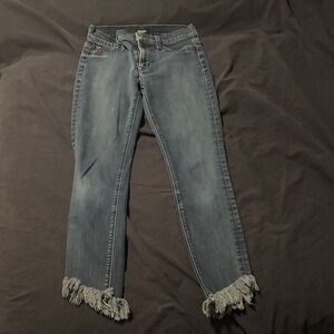 Frayed Hem Blue Jeans